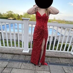 Elegant Red Sequin Evening Gown